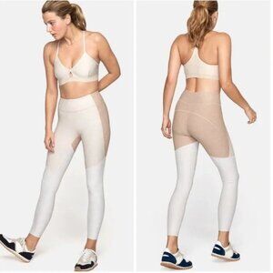 Large NWT Outdoor Voices 7/8 Tri-Tone Warmup Legging - Desert/Oatmeal/Cloud